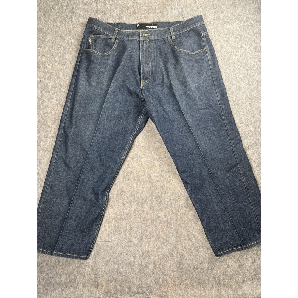 Vintage Mecca Jeans 44X30 Dark Blue Baggy Skater‎ Embroidery Y2k